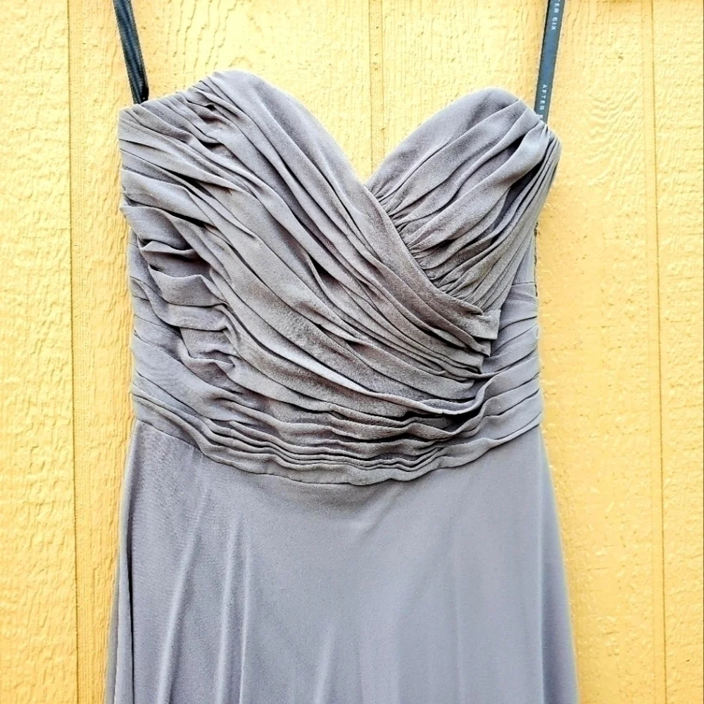 After Six Strapless Bridesmaid Ruched Sweetheart Chiffon Maxi Dress. - Picture 2 of 6